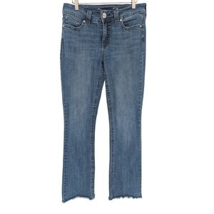 Seven7 Starlette Mid Rise Boot Jeans Womens 10 Blue Raw Hem Y2K Indie